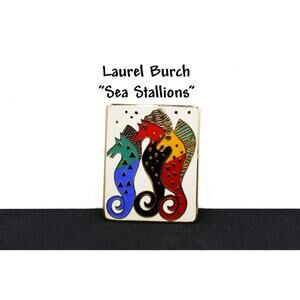 Laurel Burch "Sea Stallions" Brooch, Gold Plated, 1980s Vintage Jewelry